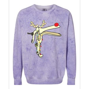 Obgyn Nurse Merry Christmas Reindeer Speculum Xmas Lights Colorblast Crewneck Sweatshirt