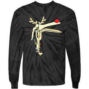 Obgyn Nurse Merry Christmas Reindeer Speculum Xmas Lights Tie-Dye Long Sleeve Shirt