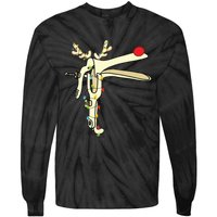 Obgyn Nurse Merry Christmas Reindeer Speculum Xmas Lights Tie-Dye Long Sleeve Shirt