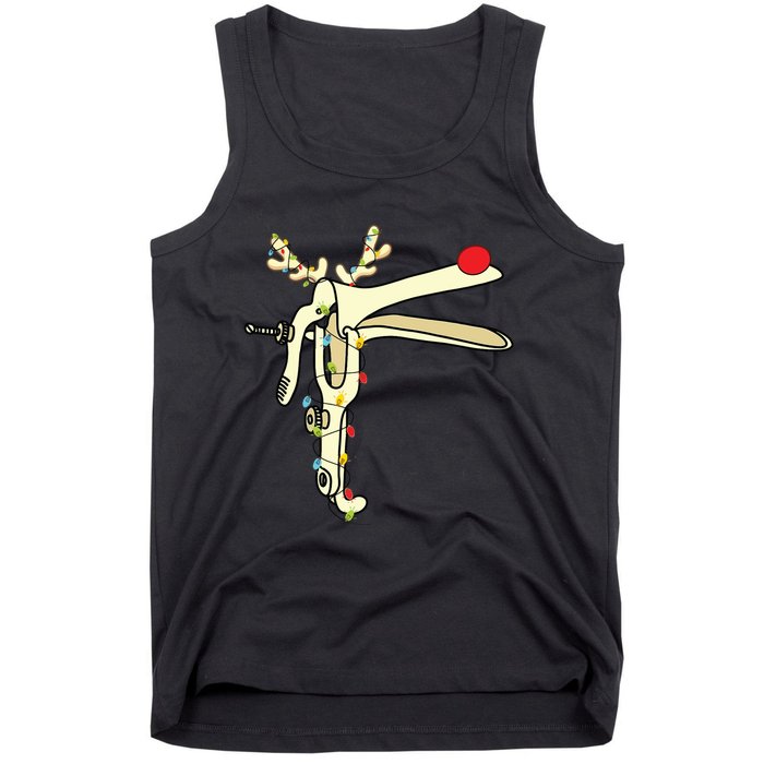 Obgyn Nurse Merry Christmas Reindeer Speculum Xmas Lights Tank Top