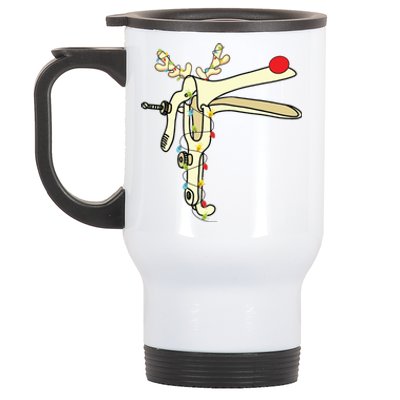 Obgyn Nurse Merry Christmas Reindeer Speculum Xmas Lights Stainless Steel Travel Mug