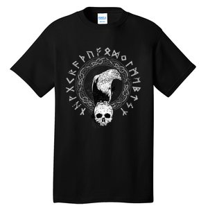 Odin Norse Mythology Raven Viking Skull Gift Viking Tall T-Shirt