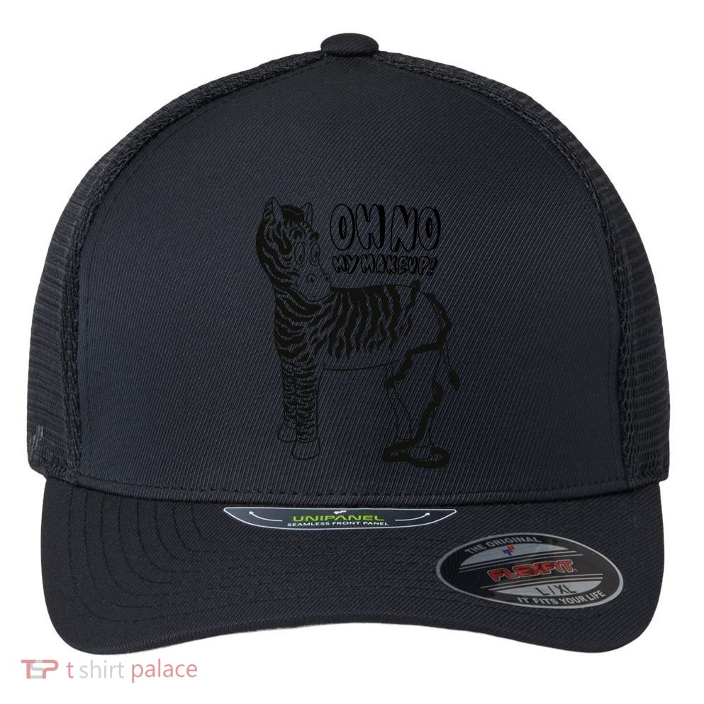 Oh No My Makeup Funny Zebra Flexfit Unipanel Trucker Cap