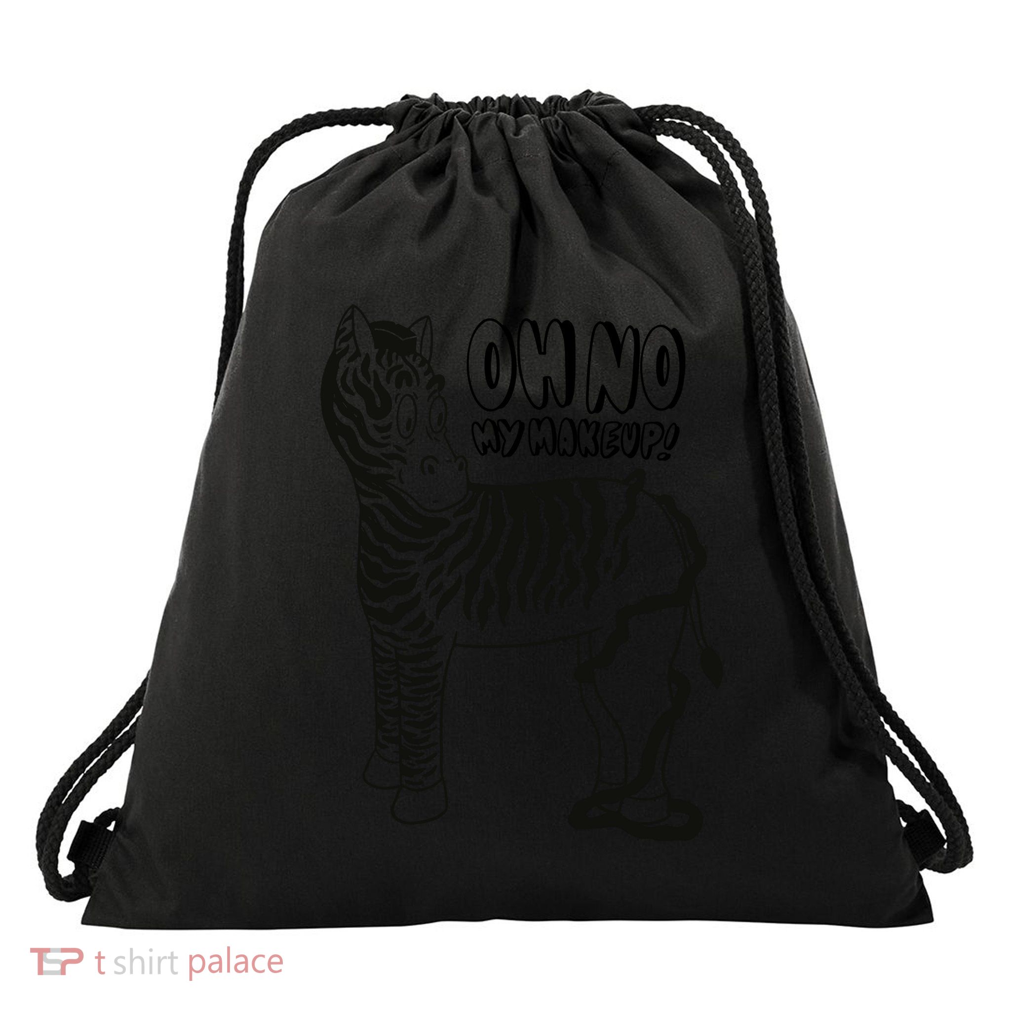 Oh No My Makeup Funny Zebra Drawstring Bag