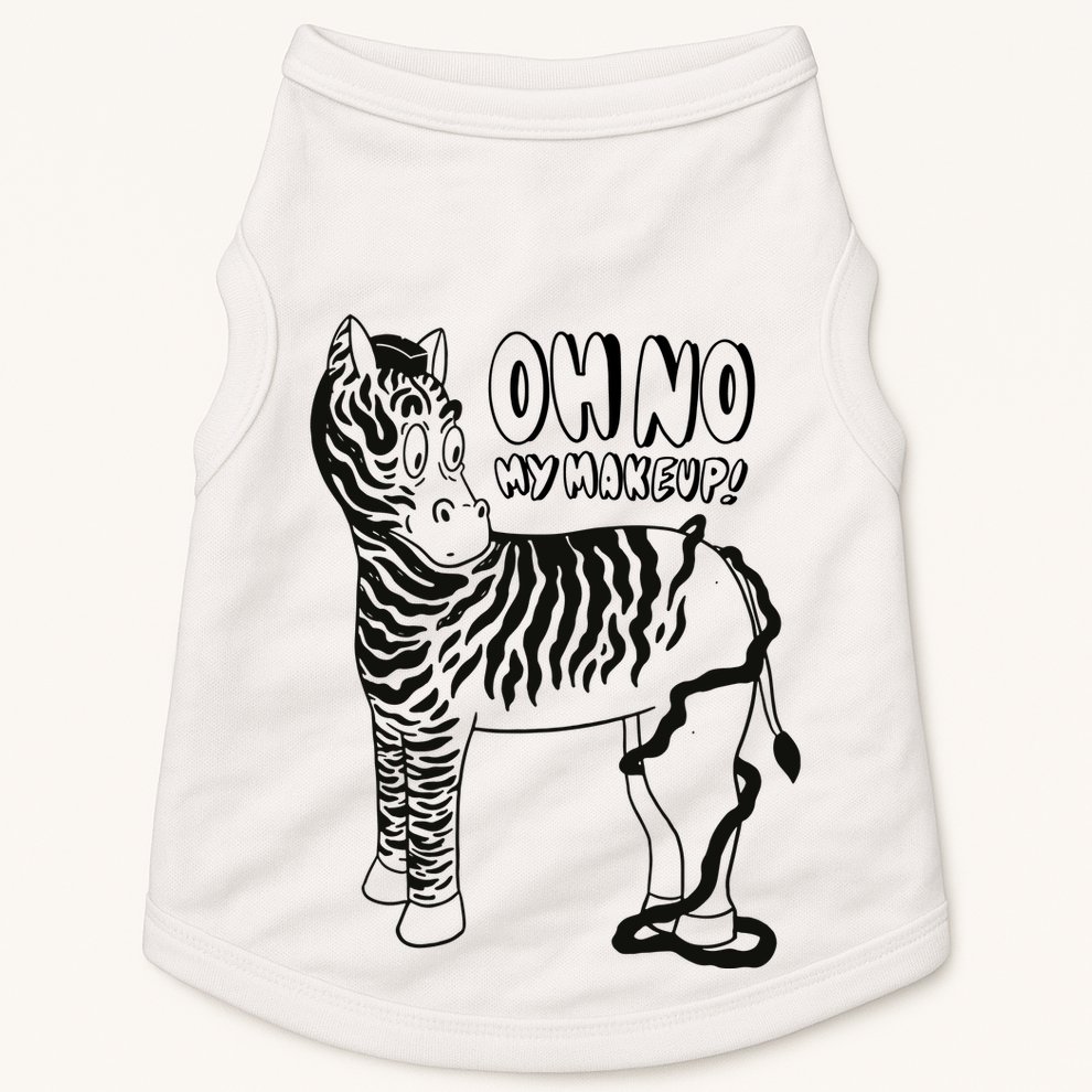 Oh No My Makeup Funny Zebra Doggie Tank