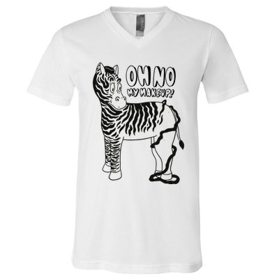 Oh No My Makeup Funny Zebra V-Neck T-Shirt