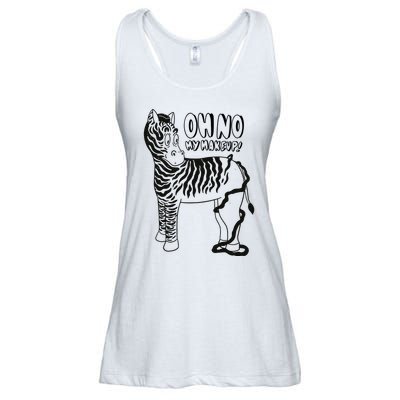 Oh No My Makeup Funny Zebra Ladies Essential Flowy Tank