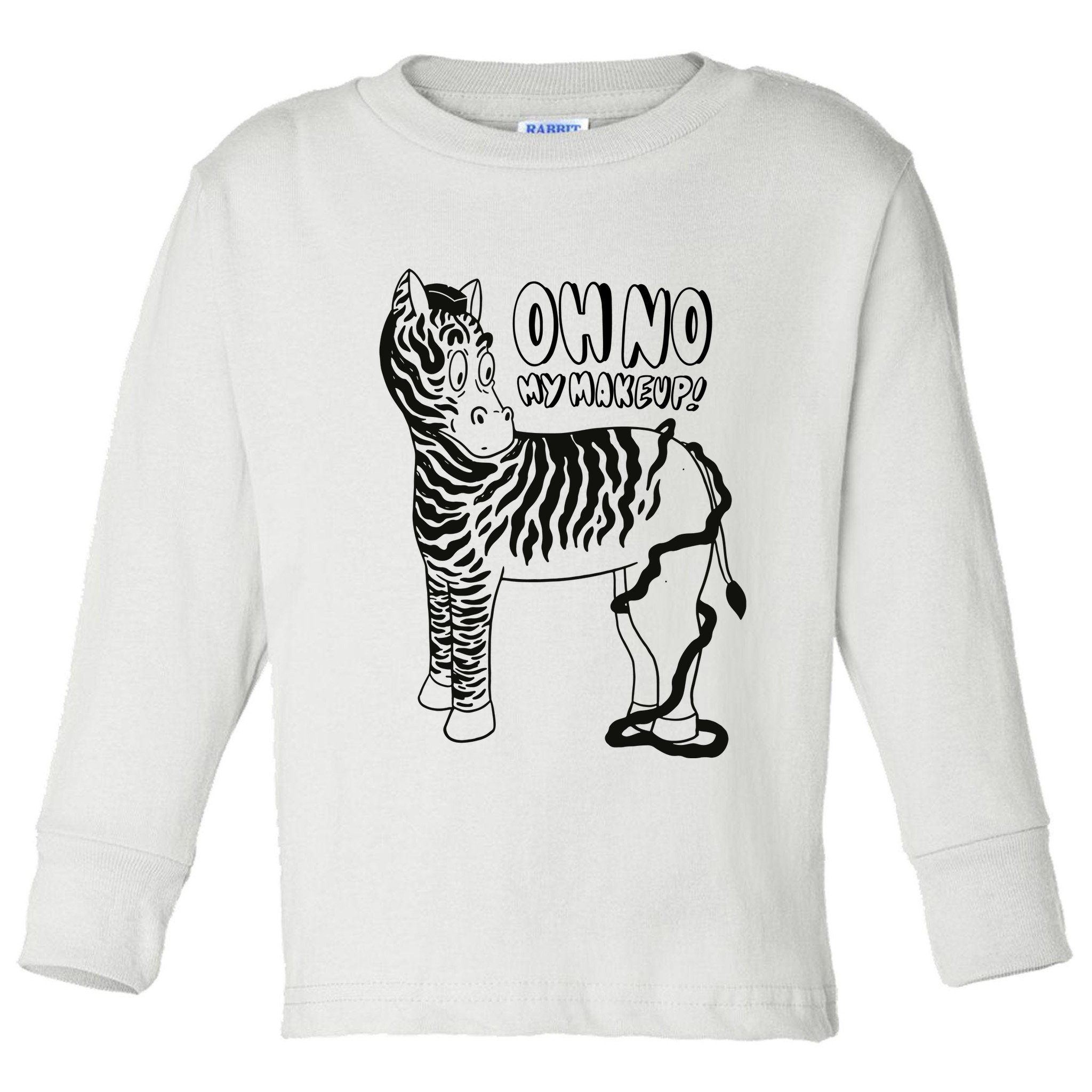 Oh No My Makeup Funny Zebra Toddler Long Sleeve Shirt