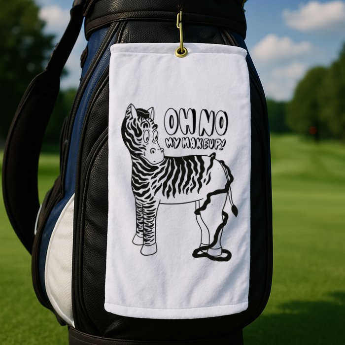 Oh No My Makeup Funny Zebra Golf Towel