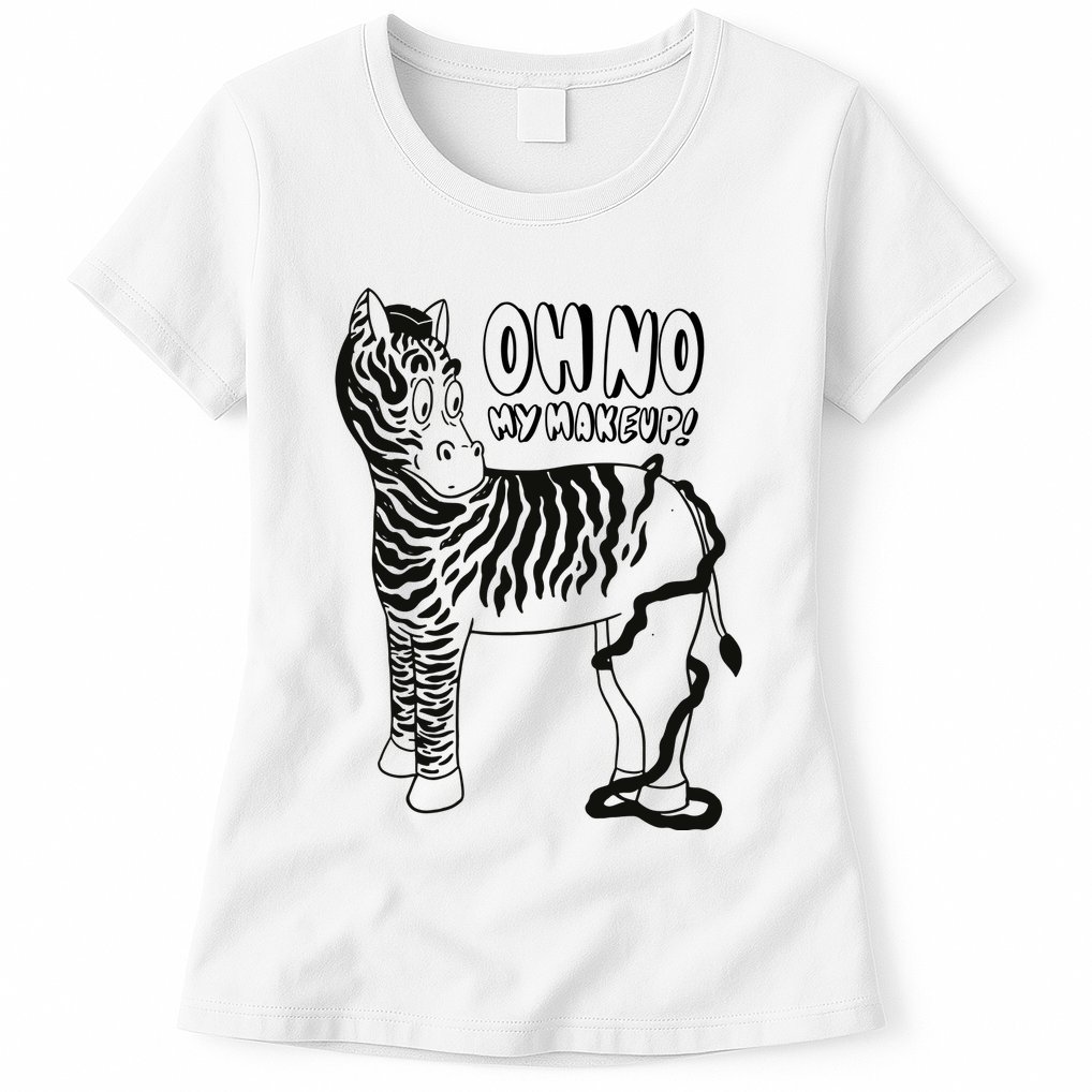 Oh No My Makeup Funny Zebra Womens T-Shirt