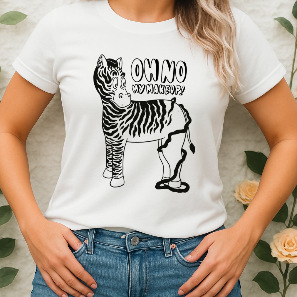 Oh No My Makeup Funny Zebra Womens T-Shirt