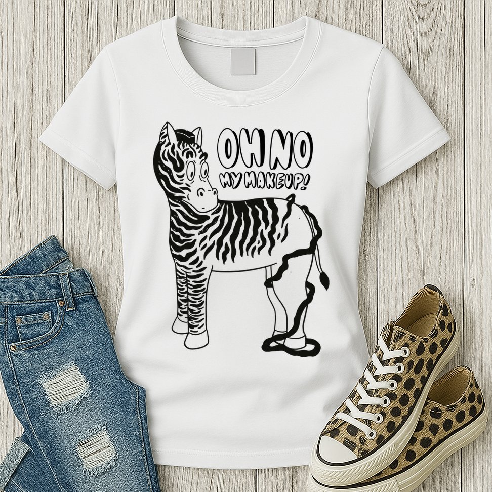 Oh No My Makeup Funny Zebra Womens T-Shirt