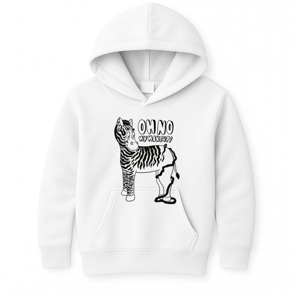Oh No My Makeup Funny Zebra Kids Hoodie