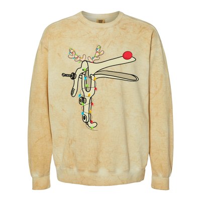 Obgyn Nurse Merry Christmas Reindeer Speculum Xmas Lights  Colorblast Crewneck Sweatshirt