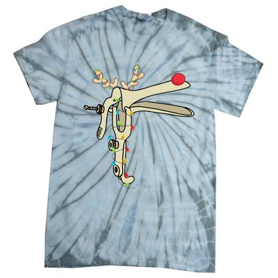 Obgyn Nurse Merry Christmas Reindeer Speculum Xmas Lights  Tie-Dye T-Shirt