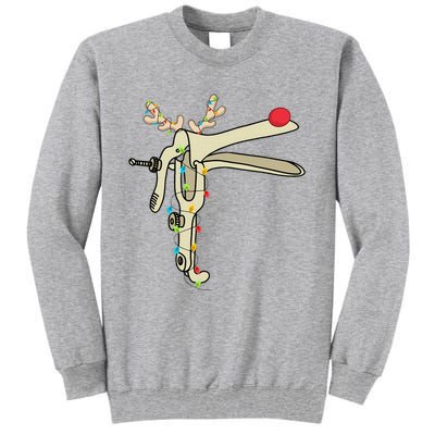 Obgyn Nurse Merry Christmas Reindeer Speculum Xmas Lights  Tall Sweatshirt