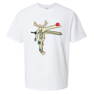 Obgyn Nurse Merry Christmas Reindeer Speculum Xmas Lights  Sueded Cloud Jersey T-Shirt