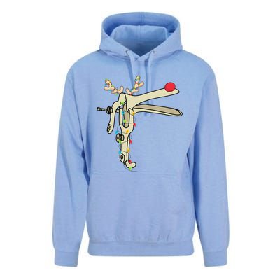 Obgyn Nurse Merry Christmas Reindeer Speculum Xmas Lights  Unisex Surf Hoodie