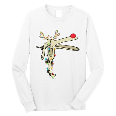 Obgyn Nurse Merry Christmas Reindeer Speculum Xmas Lights  Long Sleeve Shirt