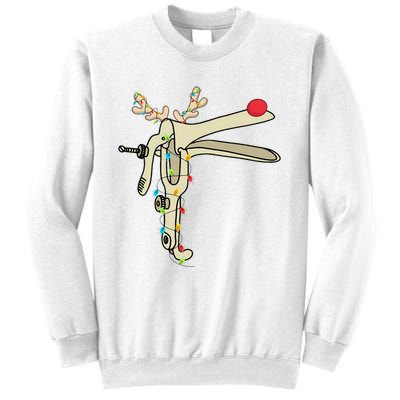 Obgyn Nurse Merry Christmas Reindeer Speculum Xmas Lights  Sweatshirt