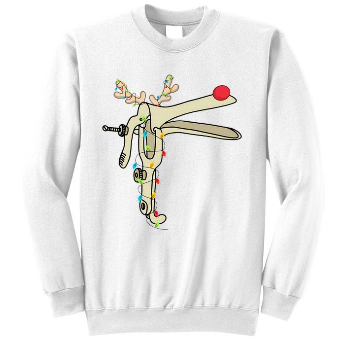 Obgyn Nurse Merry Christmas Reindeer Speculum Xmas Lights  Sweatshirt