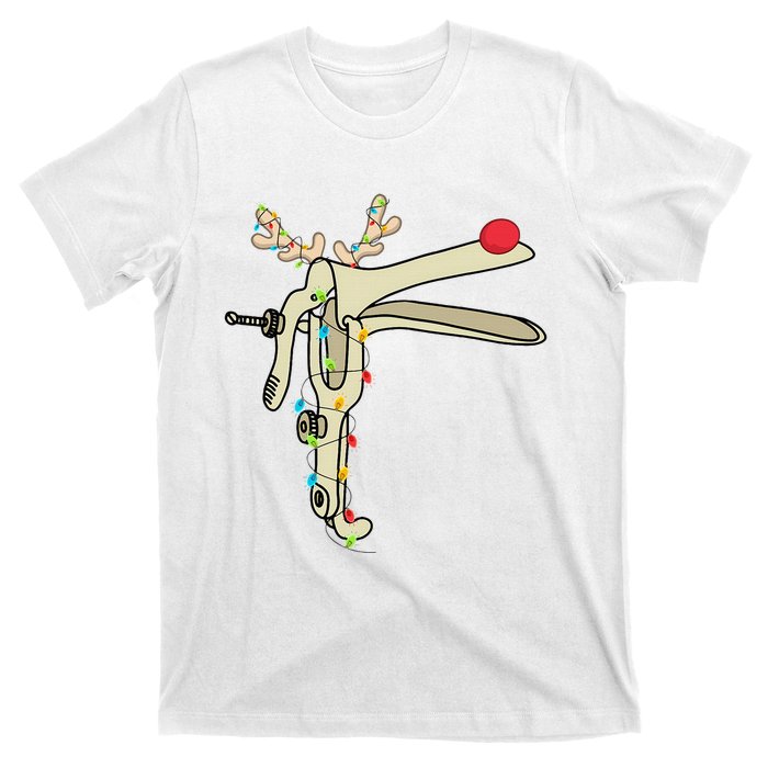 Obgyn Nurse Merry Christmas Reindeer Speculum Xmas Lights  T-Shirt