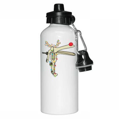 Obgyn Nurse Merry Christmas Reindeer Speculum Xmas Lights  Aluminum Water Bottle 