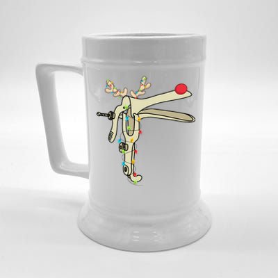 Obgyn Nurse Merry Christmas Reindeer Speculum Xmas Lights  Beer Stein