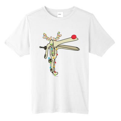 Obgyn Nurse Merry Christmas Reindeer Speculum Xmas Lights  Tall Fusion ChromaSoft Performance T-Shirt