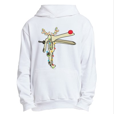 Obgyn Nurse Merry Christmas Reindeer Speculum Xmas Lights  Urban Pullover Hoodie