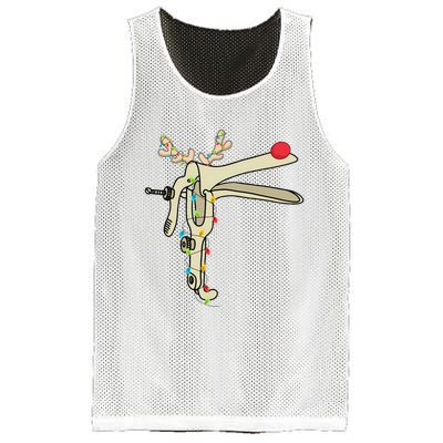 Obgyn Nurse Merry Christmas Reindeer Speculum Xmas Lights  Mesh Reversible Basketball Jersey Tank