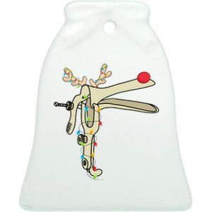 Obgyn Nurse Merry Christmas Reindeer Speculum Xmas Lights  Ceramic Bell Ornament