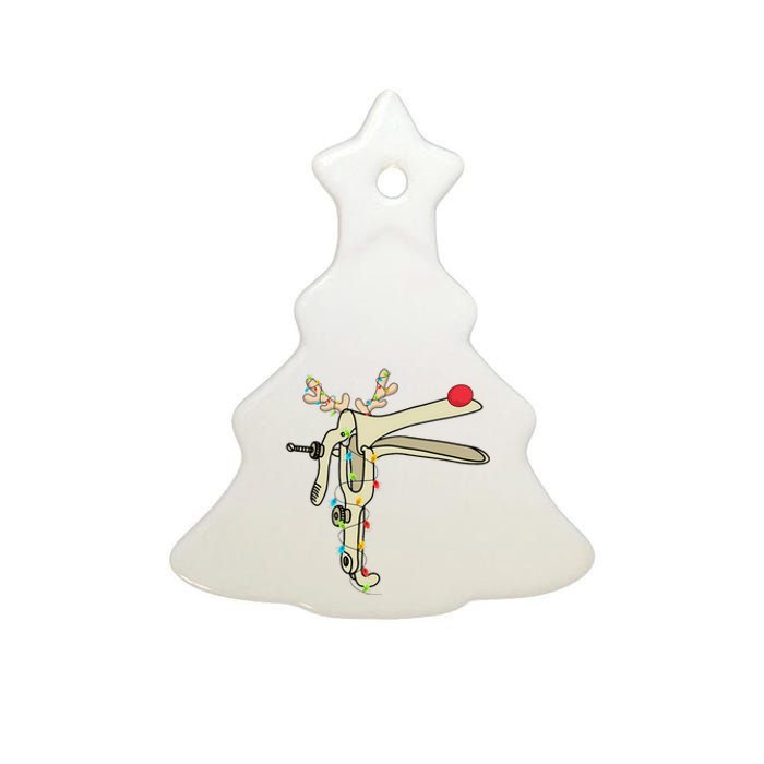 Obgyn Nurse Merry Christmas Reindeer Speculum Xmas Lights  Ceramic Tree Ornament