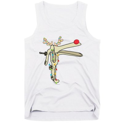 Obgyn Nurse Merry Christmas Reindeer Speculum Xmas Lights  Tank Top