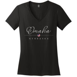 Omaha Nebraska Ne On Omaha Women's V-Neck T-Shirt