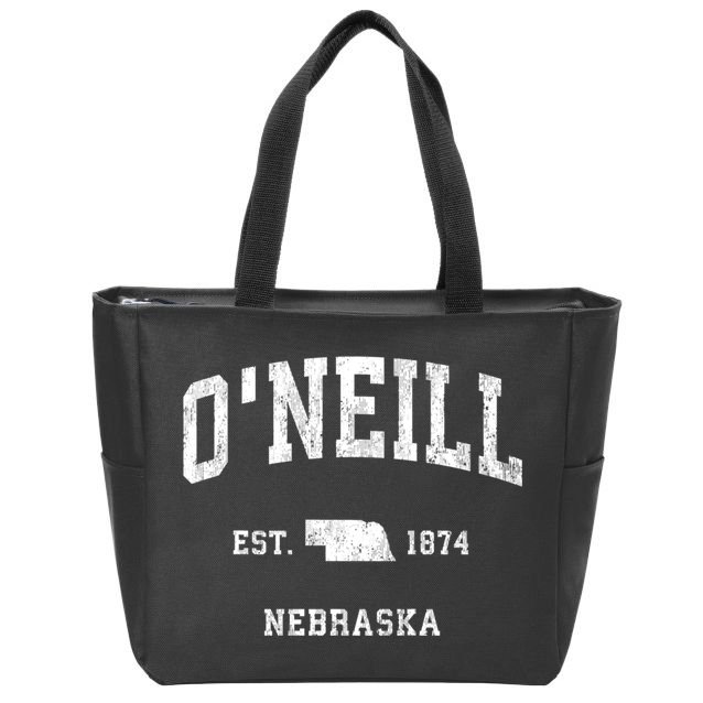 Oneill Nebraska Ne Vintage Established Athletic Sports Design Zip Tote Bag