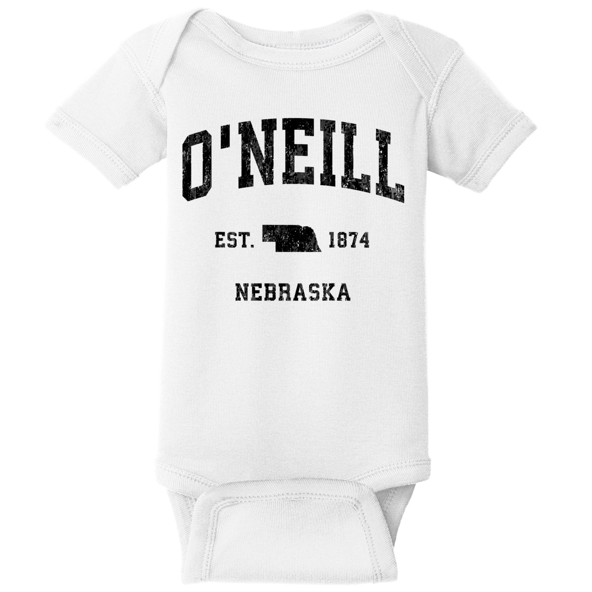 Oneill Nebraska Ne Vintage Established Athletic Sports Design Baby Bodysuit