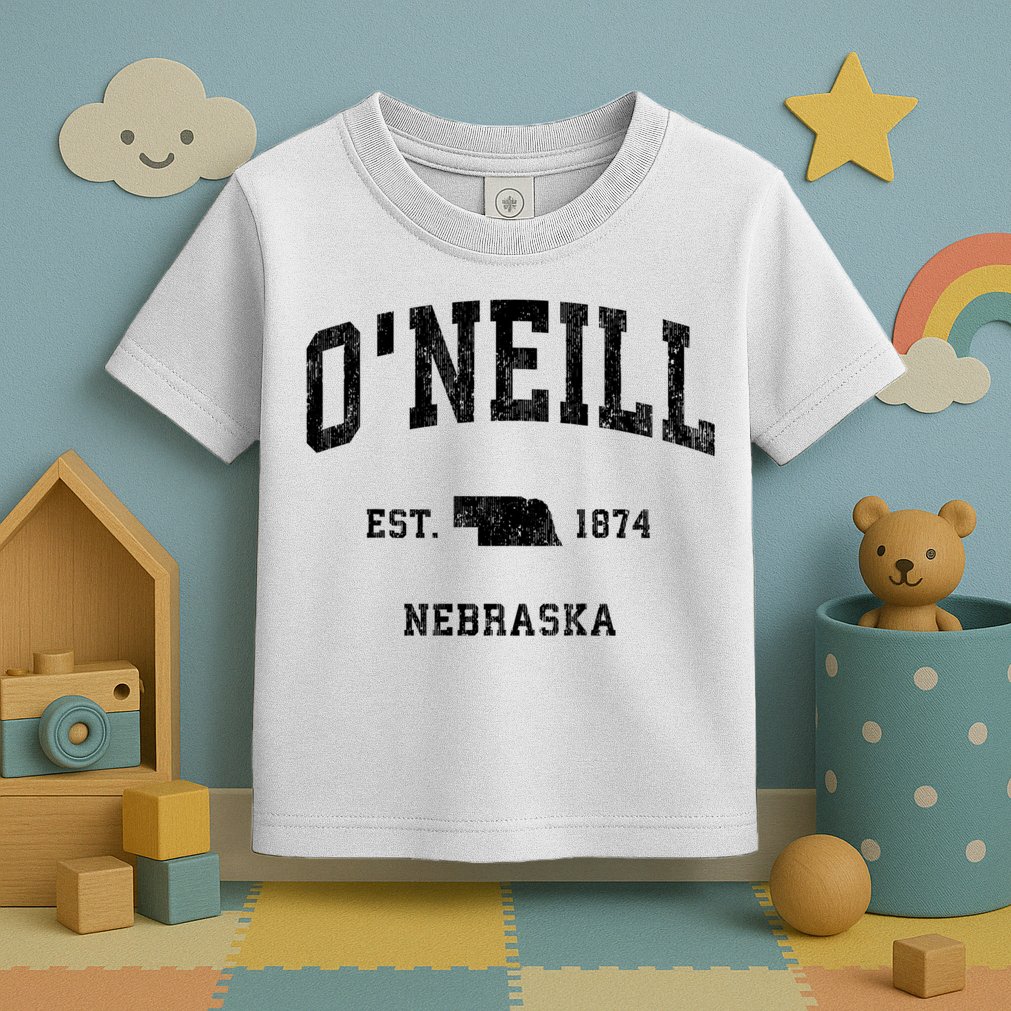 Oneill Nebraska Ne Vintage Established Athletic Sports Design Toddler T-Shirt