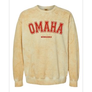 Omaha Nebraska NE Red Letter Graphic On Omaha Colorblast Crewneck Sweatshirt