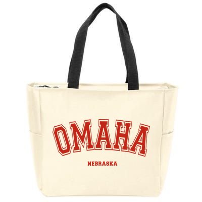 Omaha Nebraska NE Red Letter Graphic On Omaha Zip Tote Bag