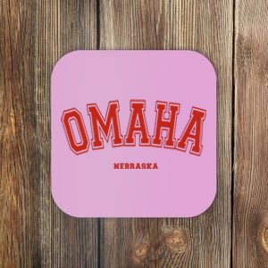 Omaha Nebraska NE Red Letter Graphic On Omaha Coaster