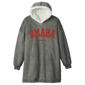 Omaha Nebraska NE Red Letter Graphic On Omaha Hooded Wearable Blanket