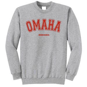 Omaha Nebraska NE Red Letter Graphic On Omaha Tall Sweatshirt