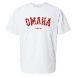 Omaha Nebraska NE Red Letter Graphic On Omaha Sueded Cloud Jersey T-Shirt