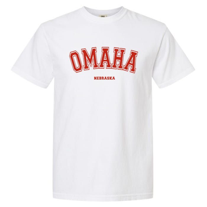 Omaha Nebraska NE Red Letter Graphic On Omaha Garment-Dyed Heavyweight T-Shirt