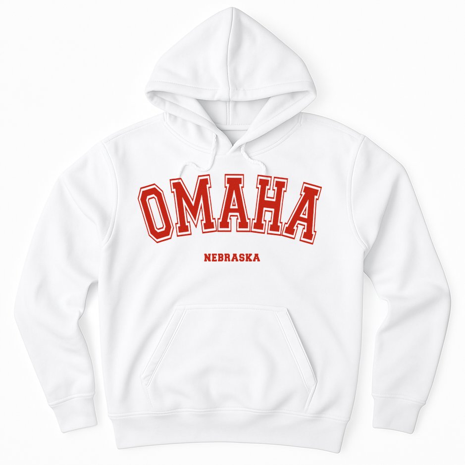 Omaha Nebraska NE Red Letter Graphic On Omaha Hoodie