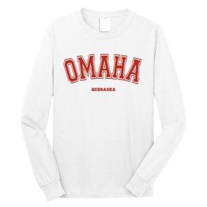 Omaha Nebraska NE Red Letter Graphic On Omaha Long Sleeve Shirt