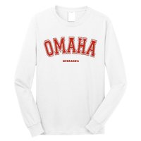 Omaha Nebraska NE Red Letter Graphic On Omaha Long Sleeve Shirt