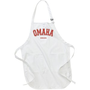 Omaha Nebraska NE Red Letter Graphic On Omaha Full-Length Apron With Pockets