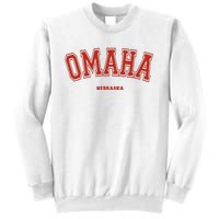 Omaha Nebraska NE Red Letter Graphic On Omaha Sweatshirt